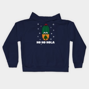 Ho Ho Hola - Cactus In Christmas Tree Pot Kids Hoodie